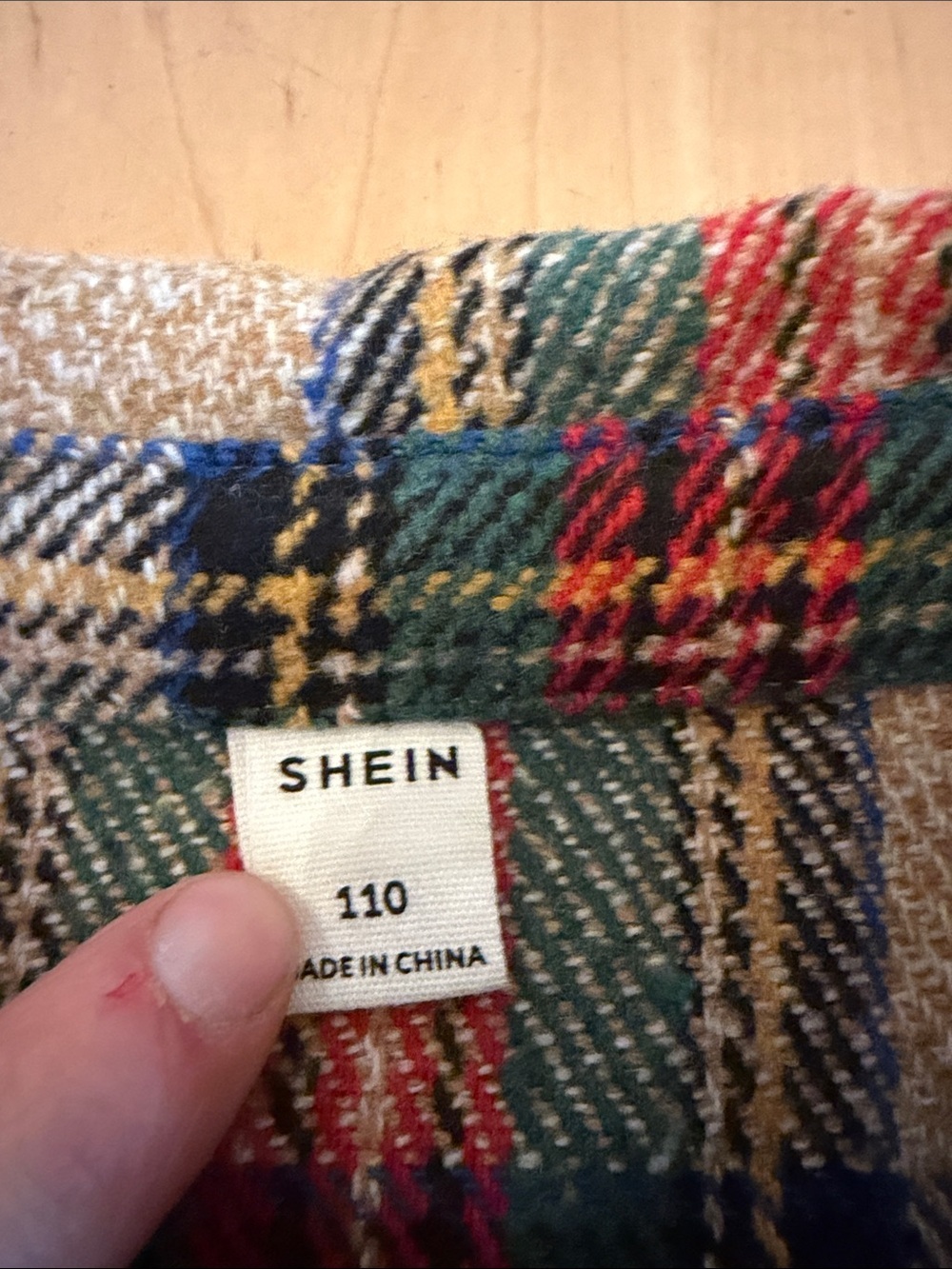 SHEIN Green & Red Plaid Button-Down Shirt - Picture 2 of 4